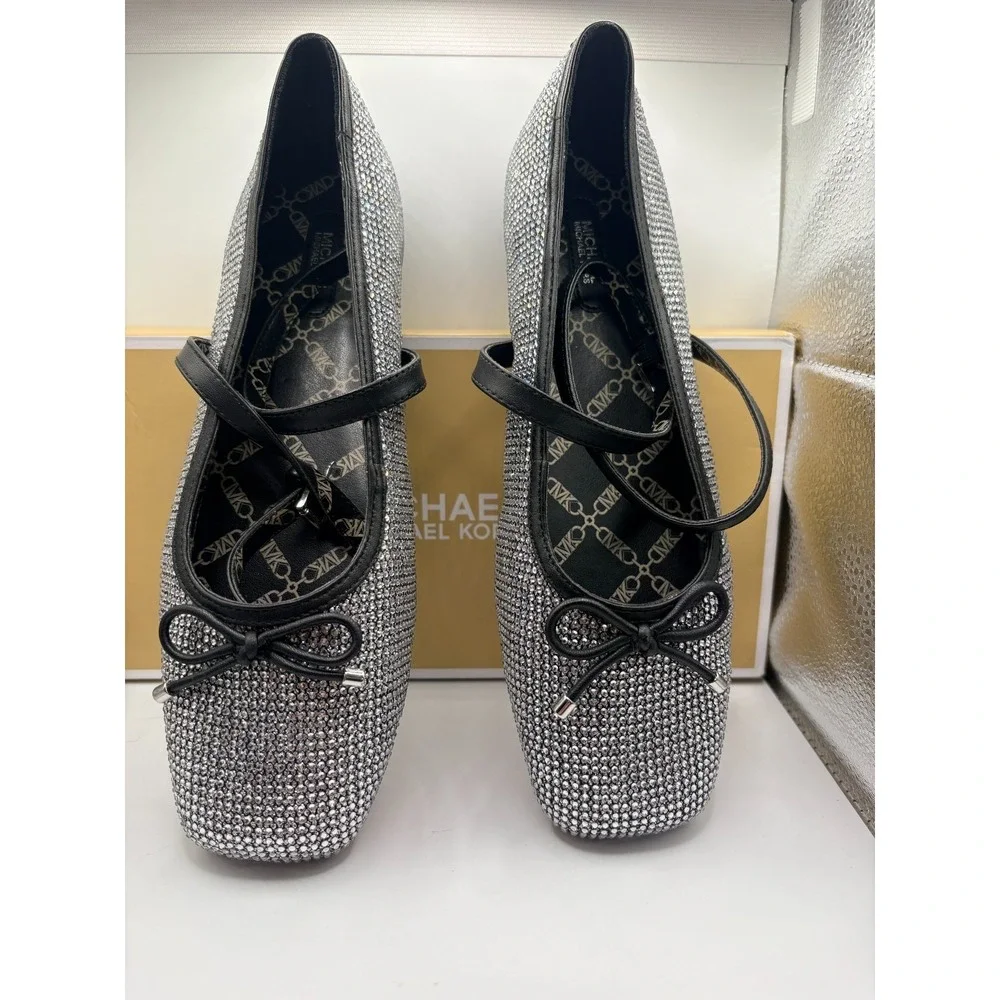 Michael Kors Collette Flex Ballet Glitter CHN MSH with Rhinestones Sz 8.5M